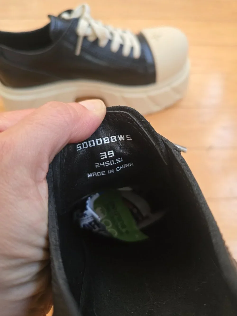 SMFK | Compass Mode Black Thick Leather White Cap Toe Platform Sneakers WMS 8.5